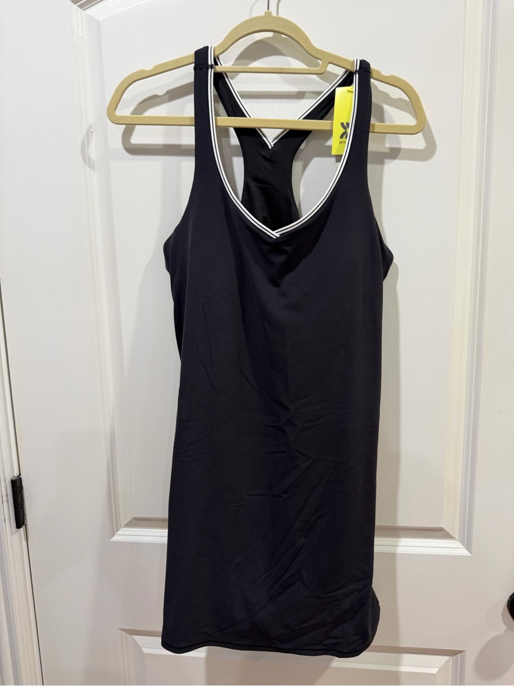all in motion Black Racerback Tank with White Trim